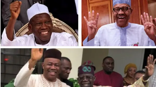 Aarẹ Muhammadu Buhari, Abdulahi Ganduje ati Godswill Akpabio