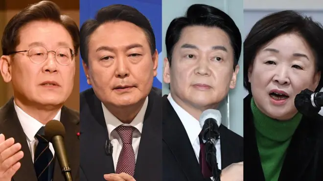 더불어민주당 이재명 후보, 국민의힘 윤석열 후보, 국민의당 안철수 후보, 정의당 심상정 후보