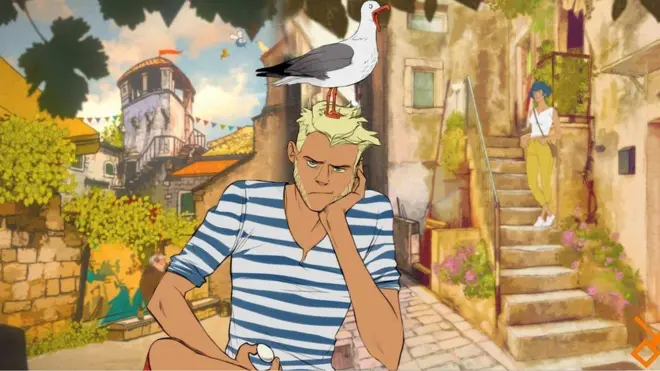 Oliver, glavni lik, na nekoj od lokacija u Susedstvu