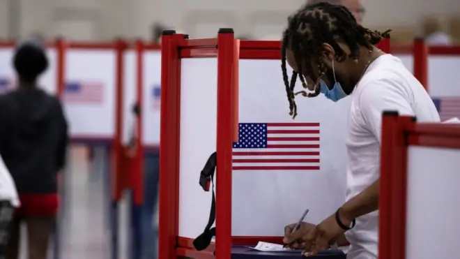US voter at booth