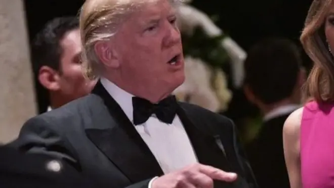 Rais wa Marekani Donald Trump katika jimbo lake la Mar-a-Lago huko Florida. Picha ya Februari 4, 2017