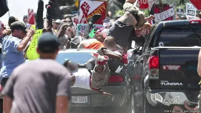 උද්ඝෝෂකයන් දෙසට මෝටර් රථය කඩා වැදුණු අවස්ථාව