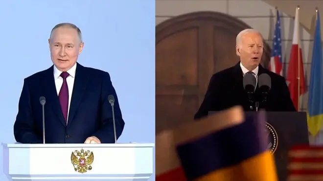 مقارنة خطب بوتين وبايدن في أقل من دقيقة