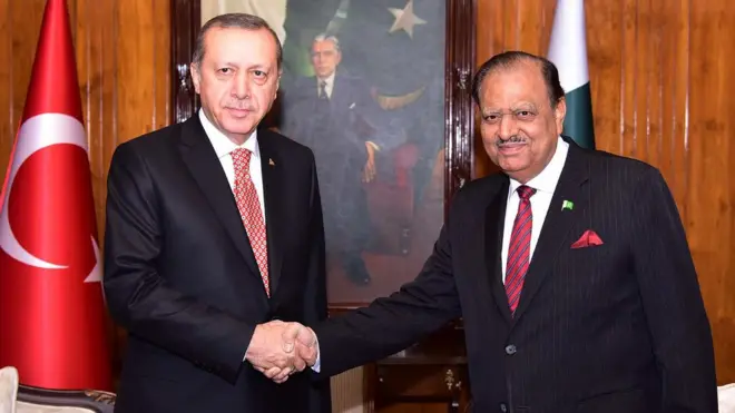 ترک صدر نے گذشتہ روز پاکستان کے صدر ممنون حسین سے ملاقات کی تھی