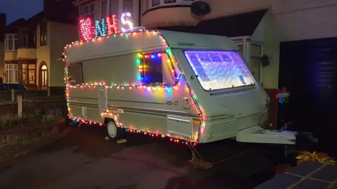 Sarah Link's husband Gary has decorated their caravan