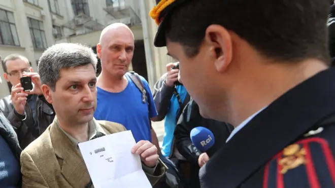 Марк Гальперин на несогласованной акции "Открытой России" в апреле 2017 года