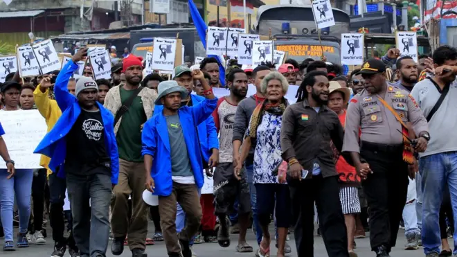 Aksi massa Papua pada 19 Agustus lalu.