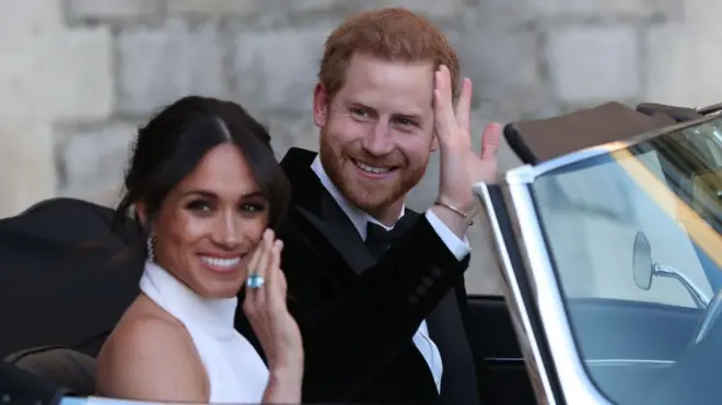The Duke and Duchess of Sussex leaving for their wedding reception