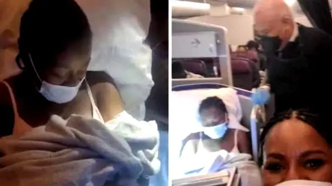 Umudamu yibarukiye mu ndege