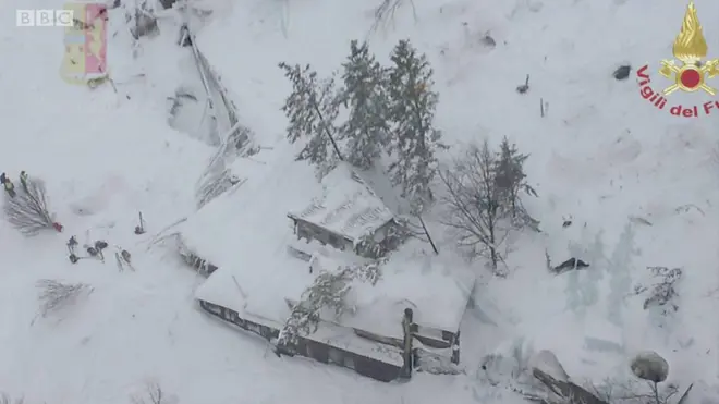 意大利雪崩　一家酒店被掩埋