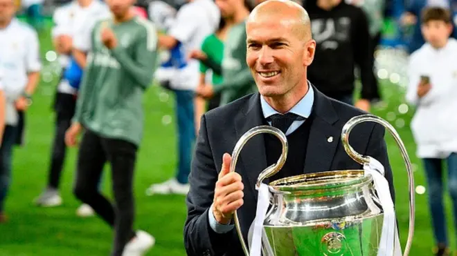 Zinedine Zidane don win champions League four times for Real Madrid - three times as manager and once as a player