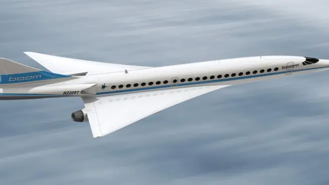 Según Boom, el modelo Supersonic de Boom tendrá 55 asientos y conectará Londres y Nueva York en 3 horas y 15 minutos.