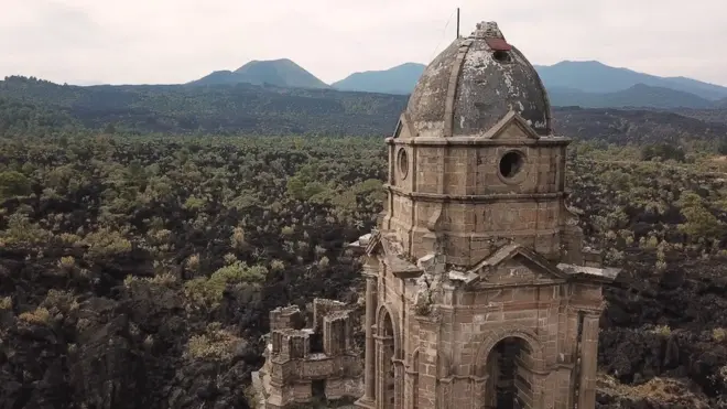 El volcán Paricutín.