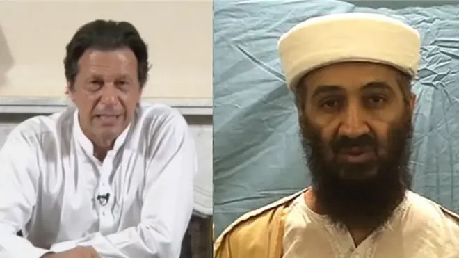 Imran Khan(bidix) Cusaama Bin Laden(midig)