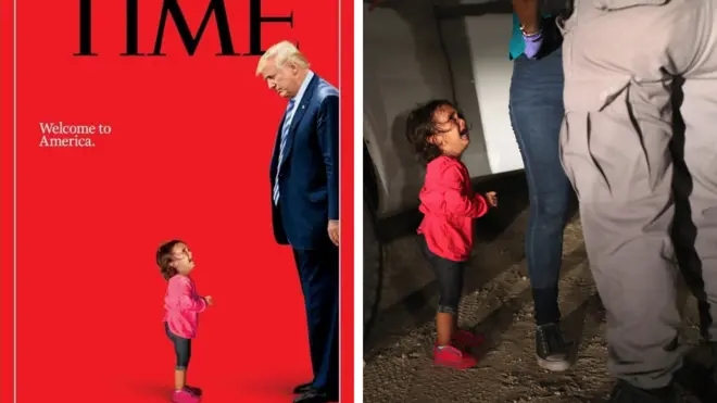 La portada de TIME y la foto original de John Moore, corresponsal especial de Getty Images