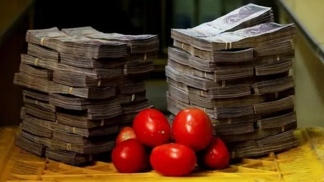 वेनेज़ुएला में एक किलो टमाटर की कीमत 50 लाख बोलिवार.