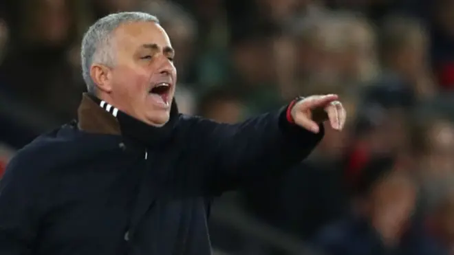 Jose Mourinho animated on the touchline