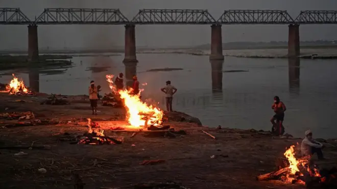 Bodies have been washing up on the banks of the Ganges for several days