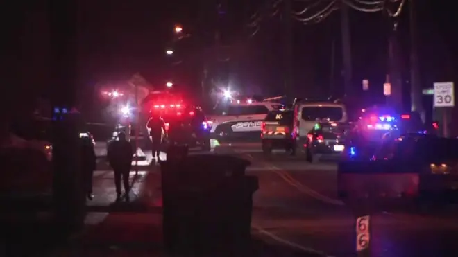 Police sealed off the scene of the attack, which is close to a synagogue