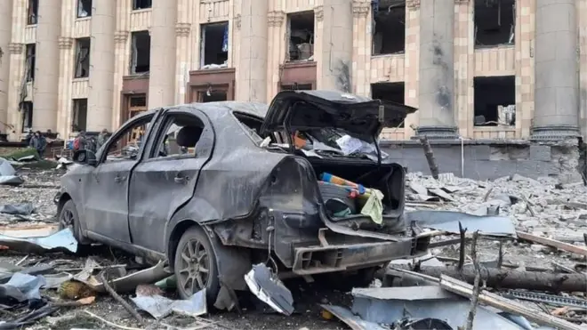 destroyed car
