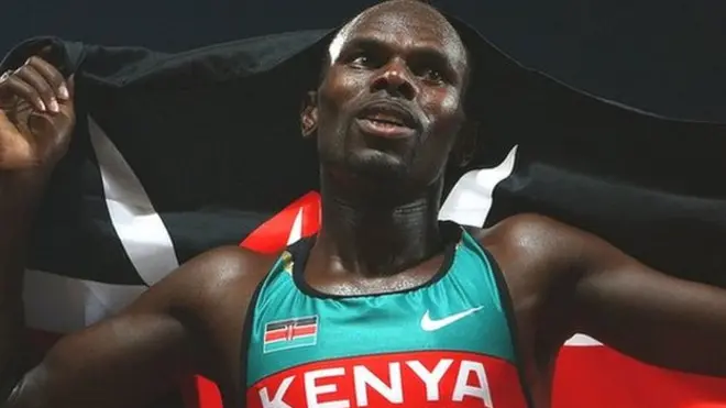 Wilfred Bungei of Kenya after winning Olympic 800m gold in Beijing in 2008