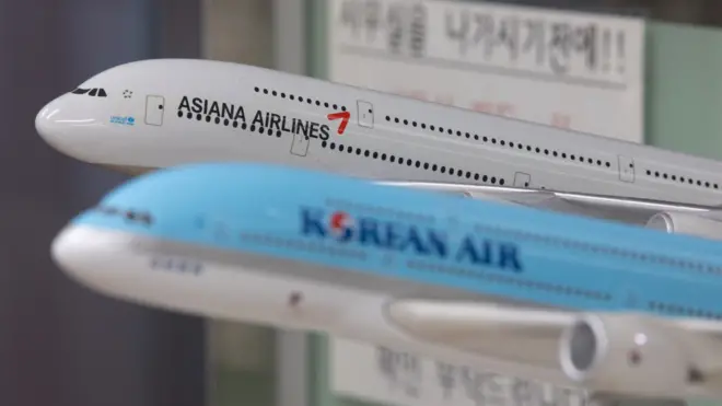 아시아나항공과 대한항공의 여객기 모형
