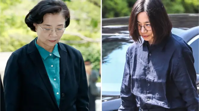 고개숙인 한진가 모녀...같은 날 법원, 세관 출석