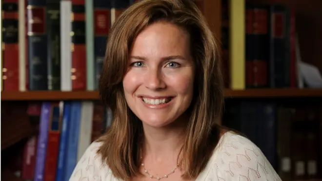 Judge Amy Coney Barrett poses in an undated photograph obtained from Notre Dame University