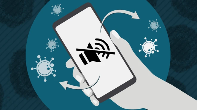 Image showing someone choosing to mute their phone to avoid anxiety-inducing news on coronavirus