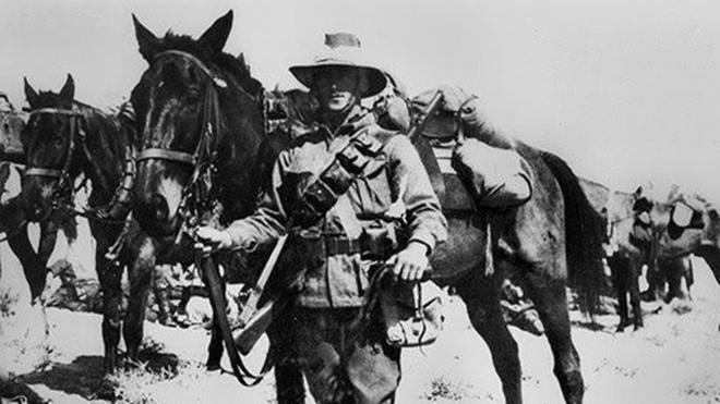 Miembro de la caballería del ejército australiano en Medio Oriente en 1917.