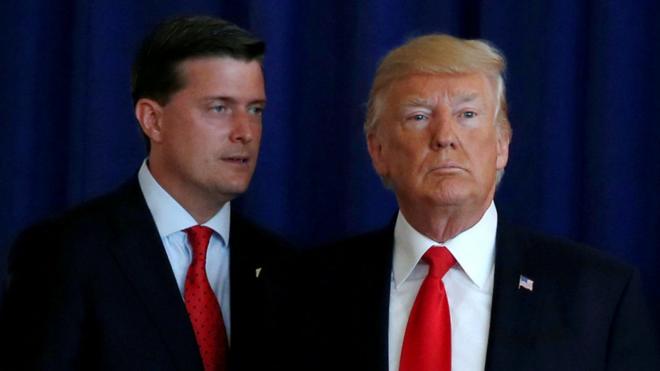 White House Staff Secretary Rob Porter (left) and President Donald Trump in Bedminster, New Jersey in August 2017