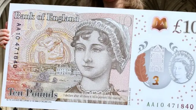 奧斯汀肖像下面印有《傲慢與偏見》中的名句。