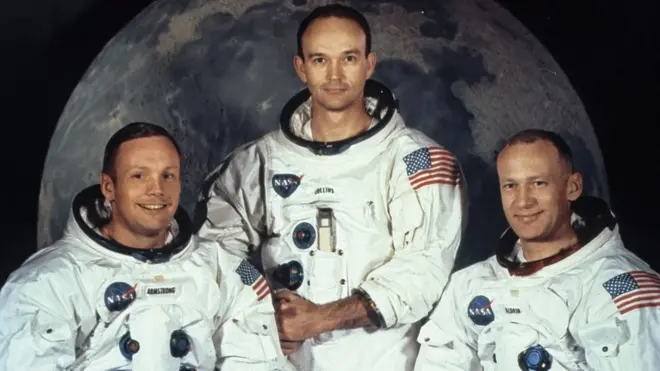 Los astronautas de la misión Apolo 11 (de izquierda a derecha) eran Neil Armstrong, Edwin "Buzz" Aldrin y Michael Collins.