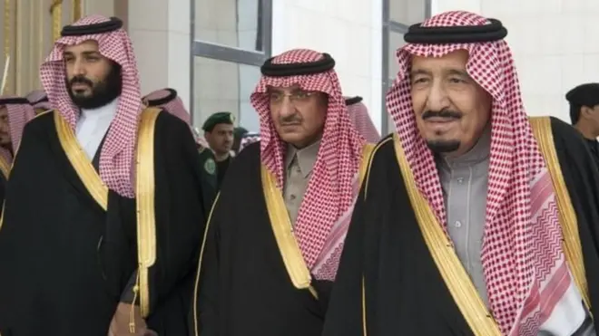 محمد بن سلمان ومحمد بن نايف والملك سلمان