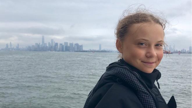Greta Thunberg approaching Manhattan