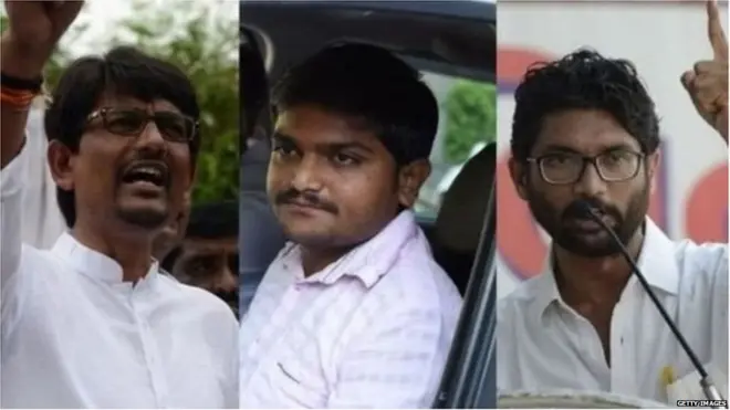 हार्दिक पटेल, अल्पेश ठाकोर और जिग्नेश मेवाणी