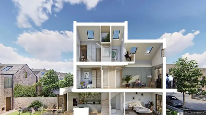 Hình ảnh mẫu nhà Hundred House, một thiết kế của hãng HTA dành cho gia đình đa thế hệ với mức chi phí phải chăng
