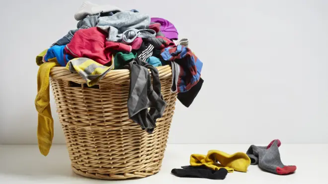 Basket of unsorted socks