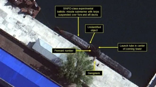 Satellite images appear to show evidence of a submarine-launched missile programme