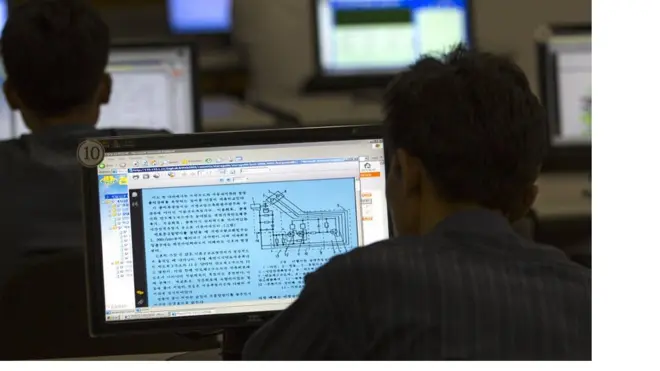 Students use the North Korean intranet in the Grand People's Study House in Pyongyang