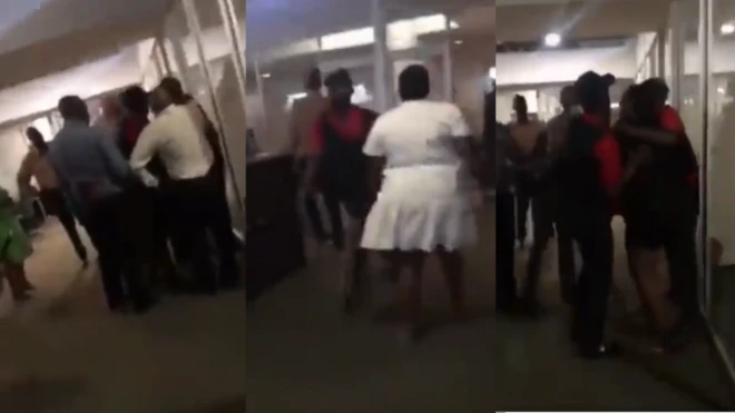 Screengrab of di viral video wey show security dey drag female politician