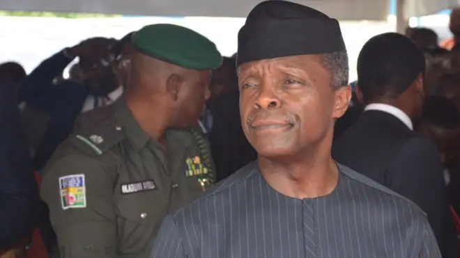 Vice president Yemi Osinbajo say goment dey chook eye inside di end SARS mata.