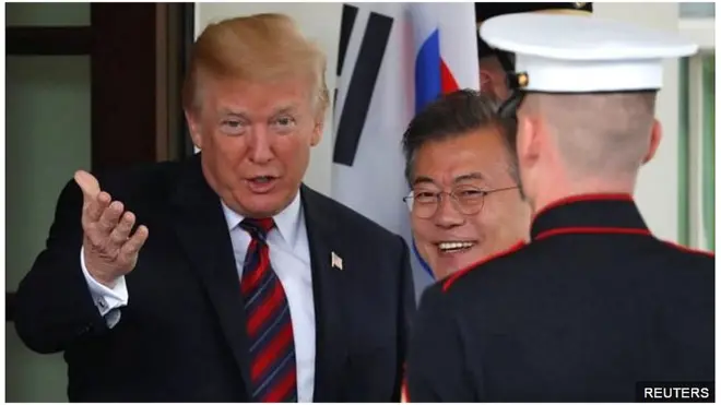 Tổng thống Hoa Kỳ Donald Trump tiếp đón Tổng thống Hàn Quốc Moon Jae-in tại Nhà Trắng hôm 22/5/2018