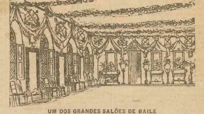 Desenho da sala de baile no Gazeta de Notícias
