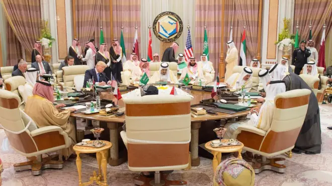 اجتماع قادة مجلس التعاون الخليجي مع الرئيس الأمريكي ترامب قبل انطلاق قمة الرياض مايو/ أيار 2017