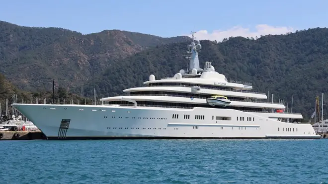 Ecplise, owned by Abramovich is docked in sanction-free Turkey's holiday destination Marmaris.