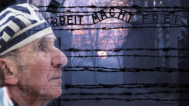 หน้าคนหันข้างบนพื้นหลังที่เป็นรั้วลวดหนาม