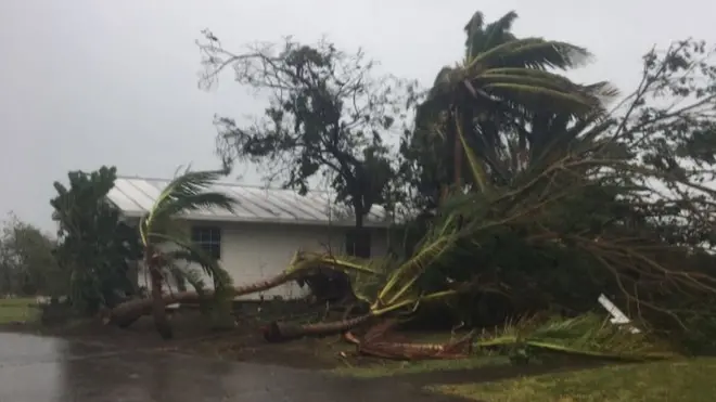 Damage on the Dutch island of Sint Eustatius, part of the Caribbean Netherlands, 6 September