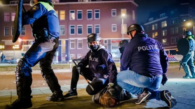 Police clashed with protesters in Rotterdam