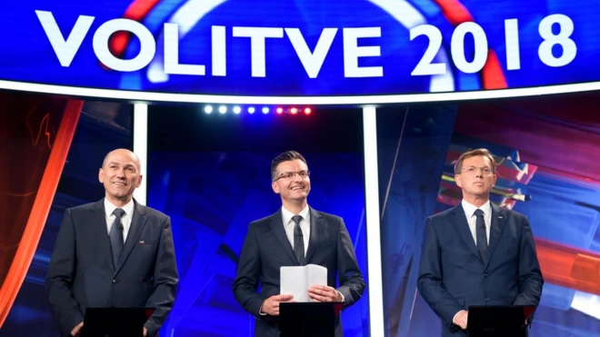 Janez Janša, Marjan Šarec i Miro Cerar (s leva na desno) - glavni rivali na vanrednim izborima u Sloveniji